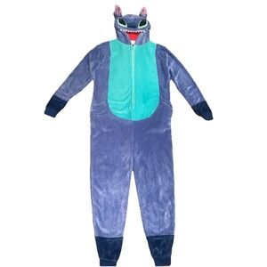Lilo & Stitch Pajama Adult Large Unisex Stitch Costume Zip Soft Fleece Sleepwear